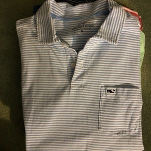 Vineyard Vines Striped Blue Polo, Size Medium